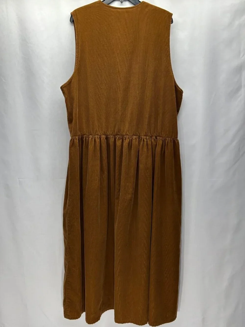 Vintage Eddie Bauer Brown Corduroy Sleeveless Button-Front Midi Dress Womens L - Picture 8 of 16